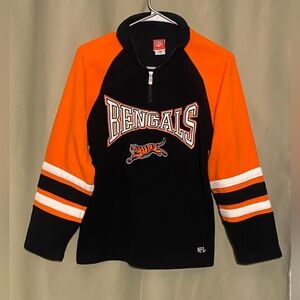 Cincinnati Bengals  Vintage NFL 1/4 Quarter-Zip Fleece Y2K Pullover Kids S 8-10